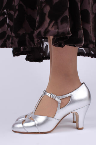 1930'er aftensko med T-rem - Sølv - Helen