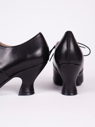 Edwardianske Oxford sko med pompadour hæl, 1900-1920 - Sort - Bertha