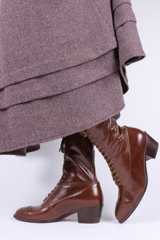 Edwardianske snørestøvler -  1910 - brun - Alice