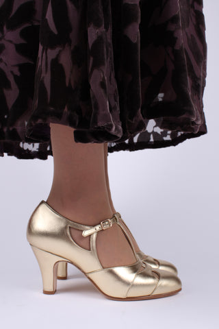 1930'er aftensko med T-rem - Guld - Helen