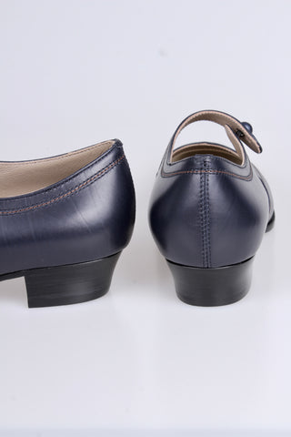 1920'er sko med knap- Navy - Ruby