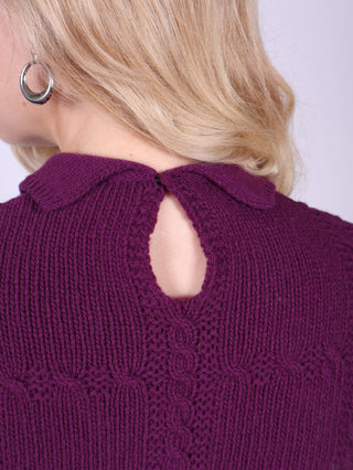 1940’er / 1950’er vintage style pullover med krave - Lilla - Gertrud