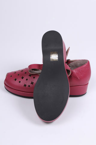 1940'er sandal / wedge - Burgundy / Hindbær- Norma