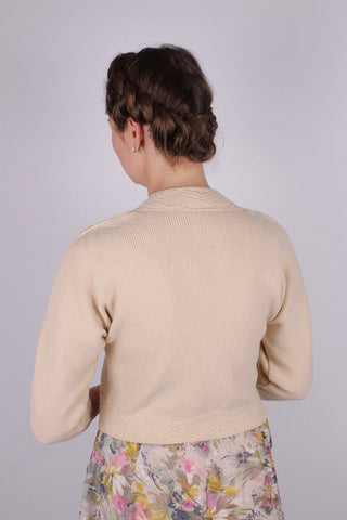 1950’er vintage style bolero med detaljeret bort- Creme - Carol