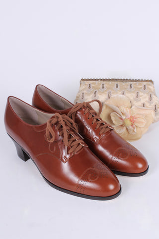 Klassiske 1930'er Oxfords - Cognac brun - Juliette