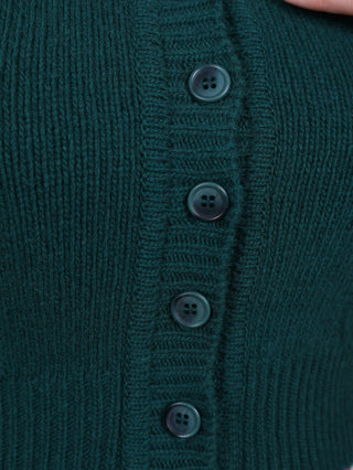 Sød og feminin kabelstrikket 1940’er cardigan – Merino – Smaragdgrøn  – Astrid
