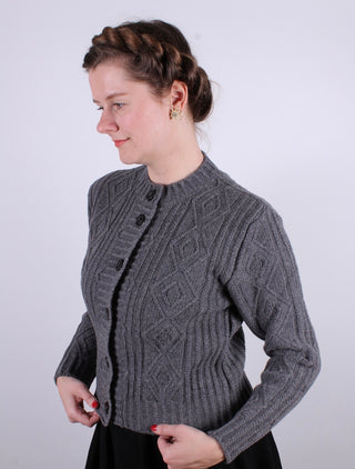 1940’er klassisk vintage style cardigan - Grå - Ingrid