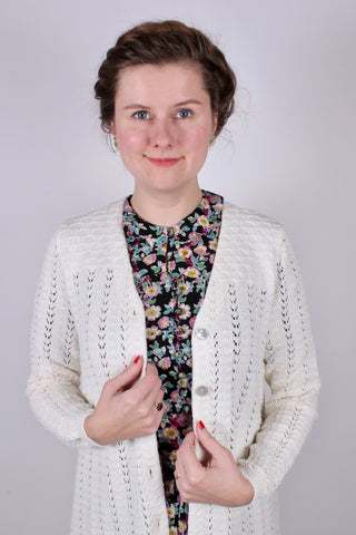 1930'er vintage style sommerfrakke  - Råhvid - Isabel