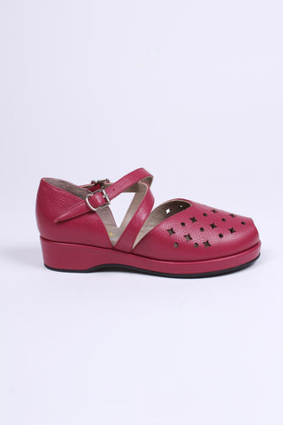 1940'er sandal / wedge - Burgundy / Hindbær- Norma
