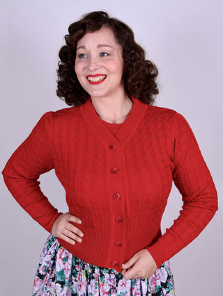 1940'er / 1950'er vintage style cardigan - Rød - Joanne