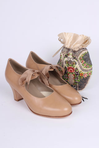 Enkle 1920'er hverdags pumps - Creme - Charlotte