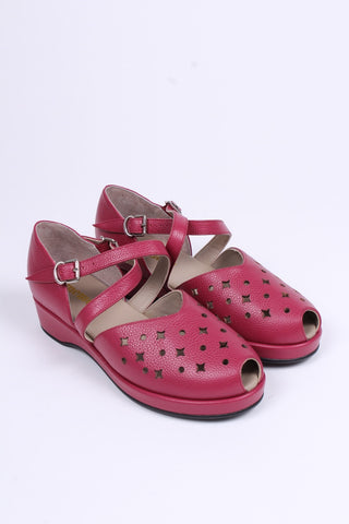 1940'er sandal / wedge - Burgundy / Hindbær- Norma