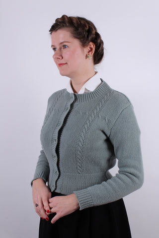 1940'er vintage style cardigan - Støvet mintgrøn - Vera