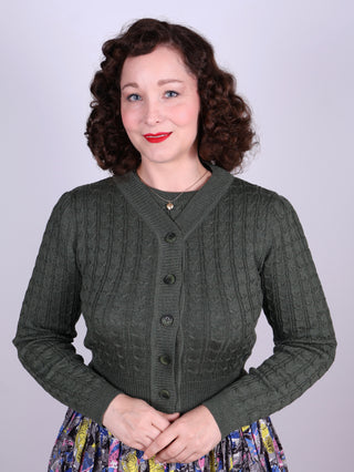 1940'er / 1950'er vintage style cardigan - Olivengrøn - Joanne