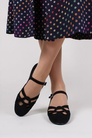 1930'er / 1940'er sko i ruskind - Sort - Ida