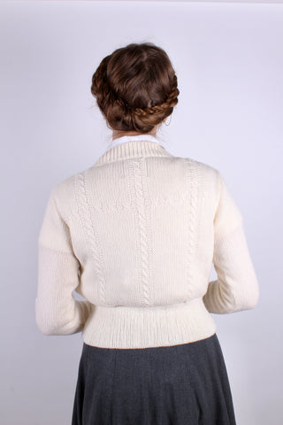 1940'er vintage style cardigan - Råhvid - Vera