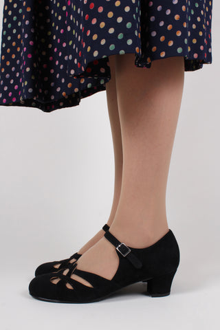 1930'er / 1940'er sko i ruskind - Sort - Ida