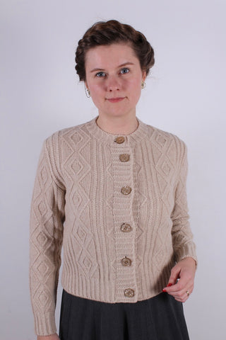 1940’er klassisk vintage style cardigan - Creme hvid - Ingrid
