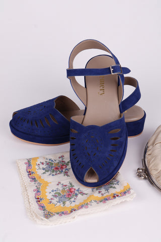 Fine 1940'er / 1950'er sandaler i ruskind- Blå - Ella