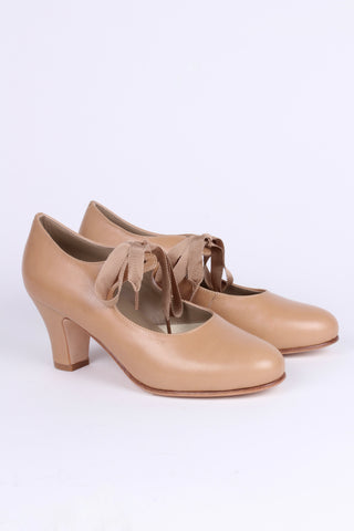Enkle 1920'er hverdags pumps - Creme - Charlotte