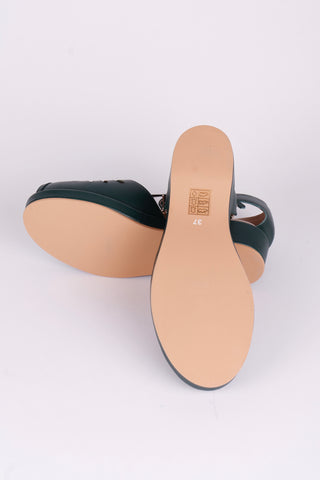 1940'er wedge sandaler - Mørkegrøn - Katharine