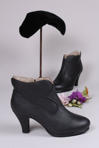 1950'er ankelstøvle med lynlås - Sort - Laura