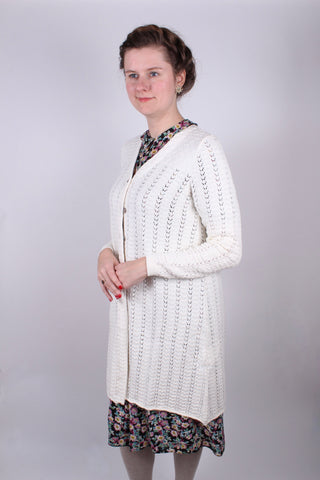 1930'er vintage style sommerfrakke  - Råhvid - Isabel