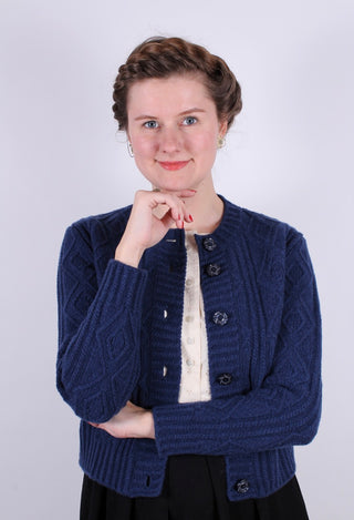 1940’er - tidlig 1960’er  - Klassisk vintage style cardigan - Marineblå - Ingrid