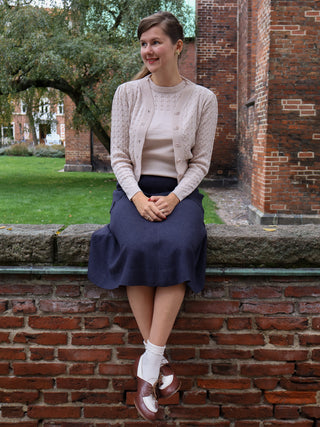 Strømper med bølget kant og mønster - Off-white - Matilda