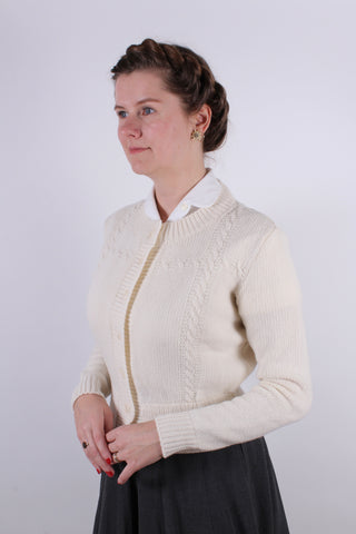 1940'er vintage style cardigan - Råhvid - Vera