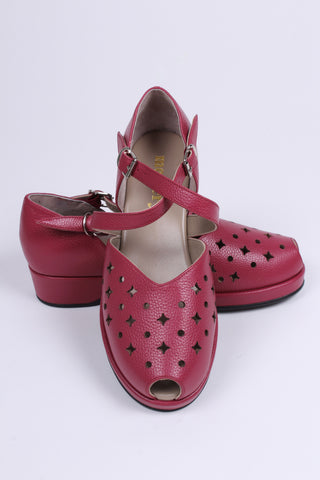 1940'er sandal / wedge - Burgundy / Hindbær- Norma