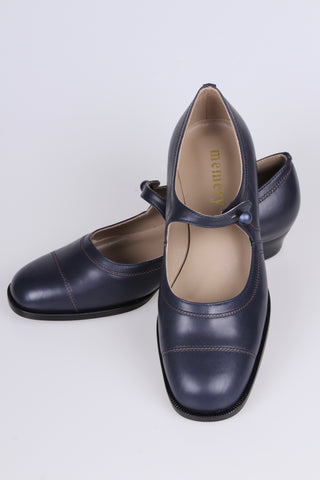 1920'er sko med knap- Navy - Ruby
