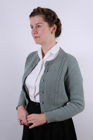 1940'er vintage style cardigan - Støvet mintgrøn - Vera