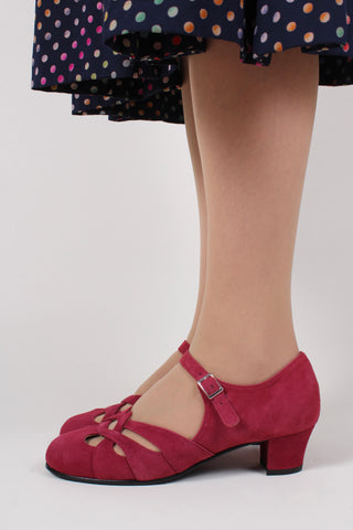 1930'er / 1940'er sko i ruskind - Ida- bordeaux rød - Ida