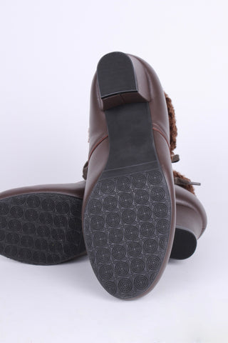 1940er / 1950er ankel snørestøvle med uldfoer - Mørkebrun - Karin