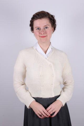 1940’er / 1950’er vintage style mohair cardigan - Råhvid - Kirsten
