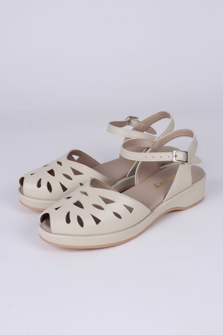VEGAN - 40´er / 50'er style sandal / wedge - Cream - Sidse