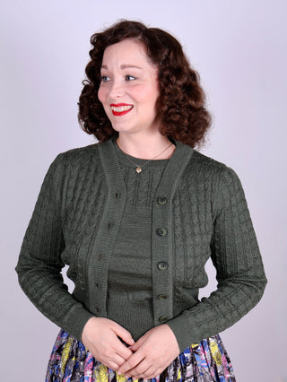 1940'er / 1950'er vintage style cardigan - Olivengrøn - Joanne