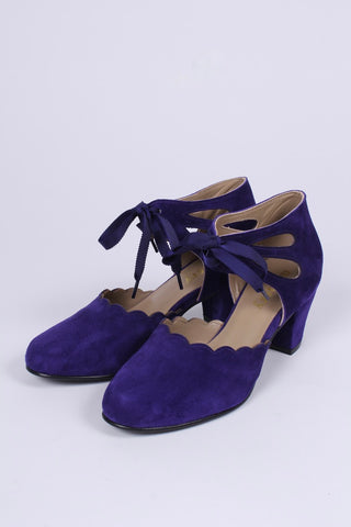 1940'er vintage style pumps i ruskind - Lilla - Alma