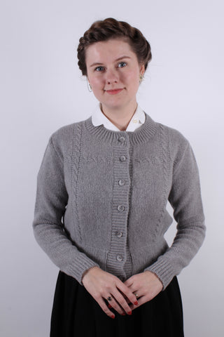 1940'er vintage style cardigan - Lys grå - Vera
