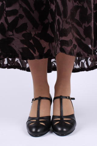 1930'er aftensko med T-rem - Sort - Helen