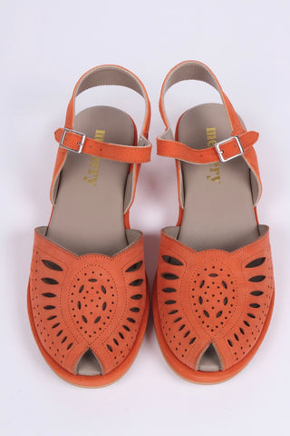 Fine 1940'er / 1950'er sandaler i ruskind- Abrikos - Ella