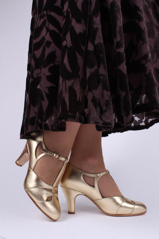 1930'er aftensko med T-rem - Guld - Helen