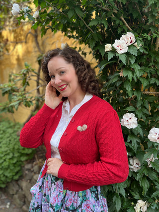 1940'er / 1950'er vintage style cardigan - Rød - Joanne