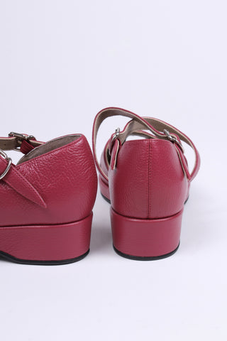 1940'er sandal / wedge - Burgundy / Hindbær- Norma