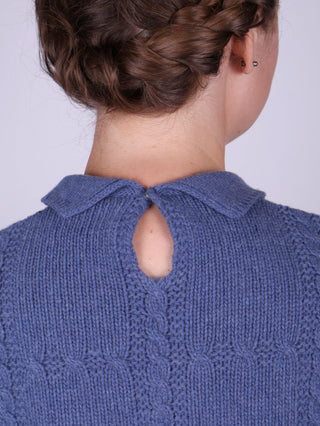 1940’er / 1950’er vintage style pullover med krave - Støvet blå - Gertrud