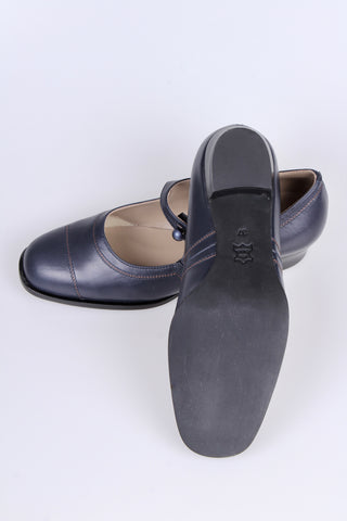 1920'er sko med knap- Navy - Ruby