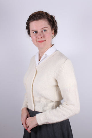 1940’er / 1950’er vintage style mohair cardigan - Råhvid - Kirsten