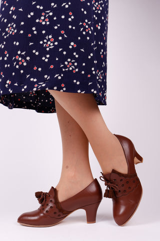 1930'er Oxford højhælede snøresko med kvaster - Brun - Mildred