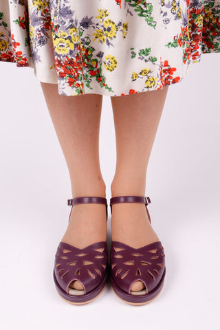 40'er / 50'er wedge sandaler - Blommefarvet - Sidse